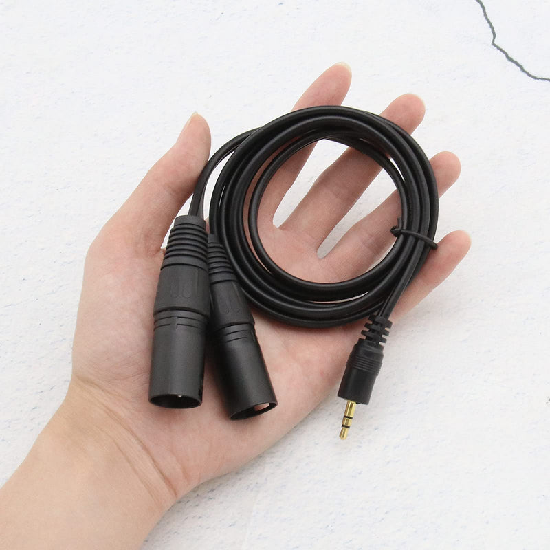 3.5mm to Dual Male 3 Pin XLR Cable 1.5m Gold Plated Interconnect Audio Microphone Cable for Mixer Microphone Audio