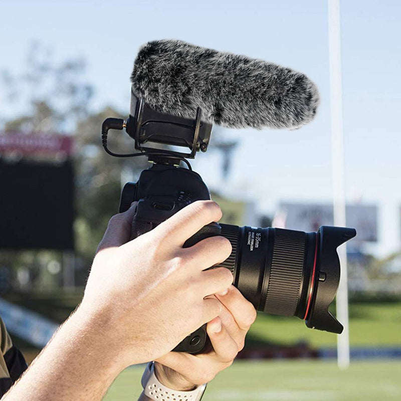 YOUSHARES Microphone Furry Windscreen - Outdoor Wind Cover Muff Mic Wind Shield Fur Pop Filter as Foam Cover Compatible with Rode VideoMic Pro+ Microphone Fur Windscreen