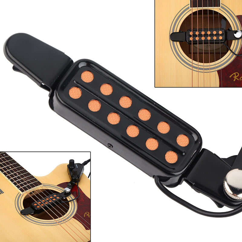 Dilwe 12 Hole Acoustic Guitar Pickup, Magnetic Pickup Transducer with Volume Tone Tuner Kit Accessory for Acoustic Guitar