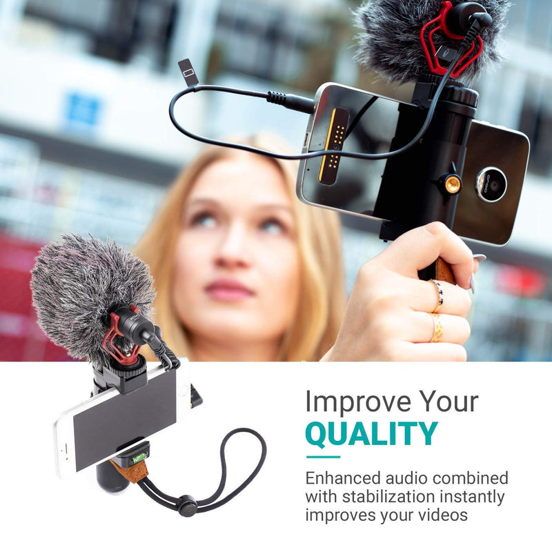 Movo Smartphone Video Rig with Shotgun Microphone, Grip Handle, Wrist Strap for iPhone X, XS, XS Max, 11, 12, 13, Pro Android and Other Smartphones - Perfect for TIK Tok or Vlogging Equipment