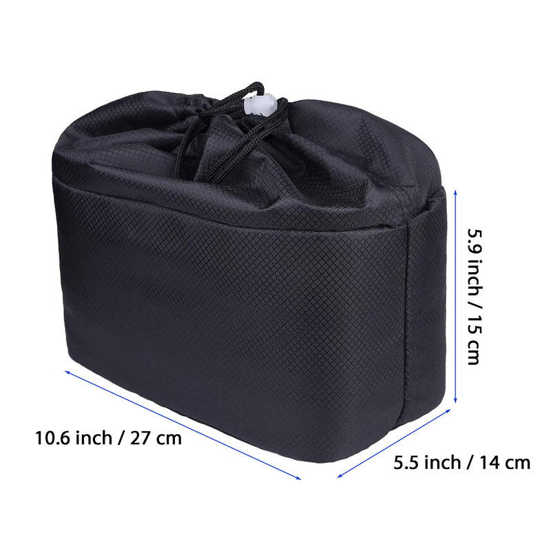 JAKAGO Shockproof Camera Insert Bag for SLR DSLR Mirrorless Camera Lens Flash Light Accessories Camera Pouch with Adjustable Dividers for Canon Nikon Sony Water Resistant Camera inner case(Black) Black
