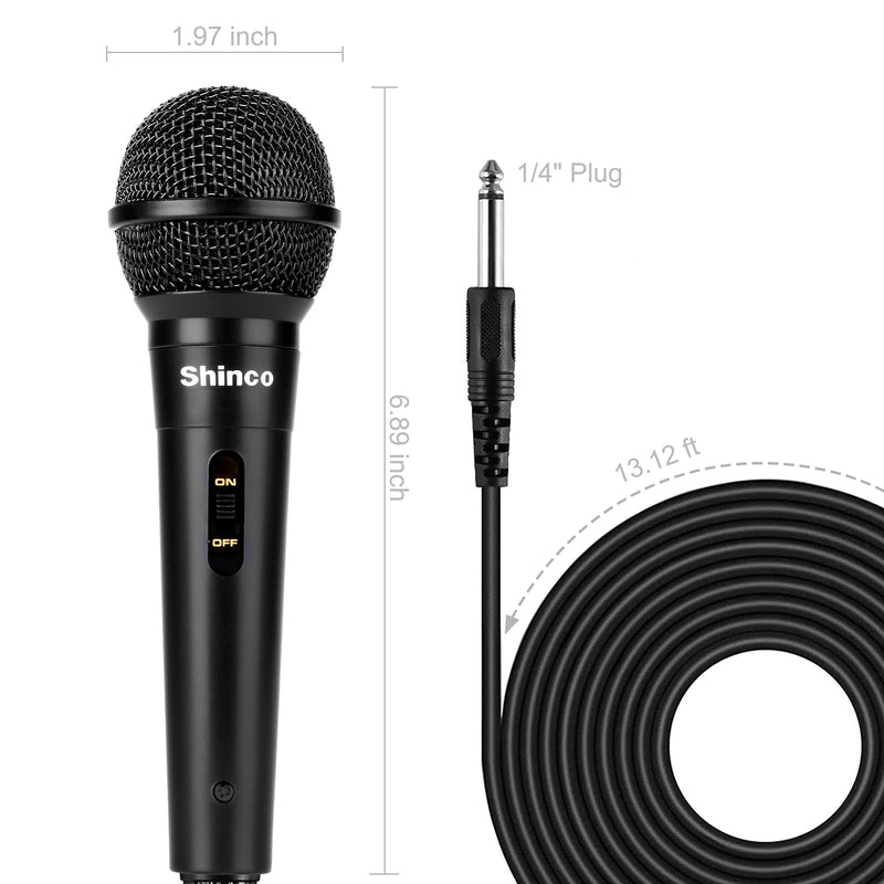 Shinco Handheld Microphone, Dynamic Cardioid Mic with 13ft Cable and ON/Off Switch, Ideally Suited for Speakers, Karaoke Singing Machine, Amp, Mixer