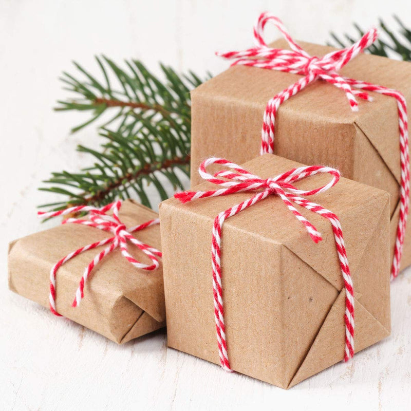 [AUSTRALIA] - HOKI Cotton Bakers Twine Red & White 328 Feet (100M), Packing String, Durable Rope for Gardening, Decoration, Tying Cake and Pastry Boxes, Crafts & Gift Wrapping, for Art and Craft 100M 
