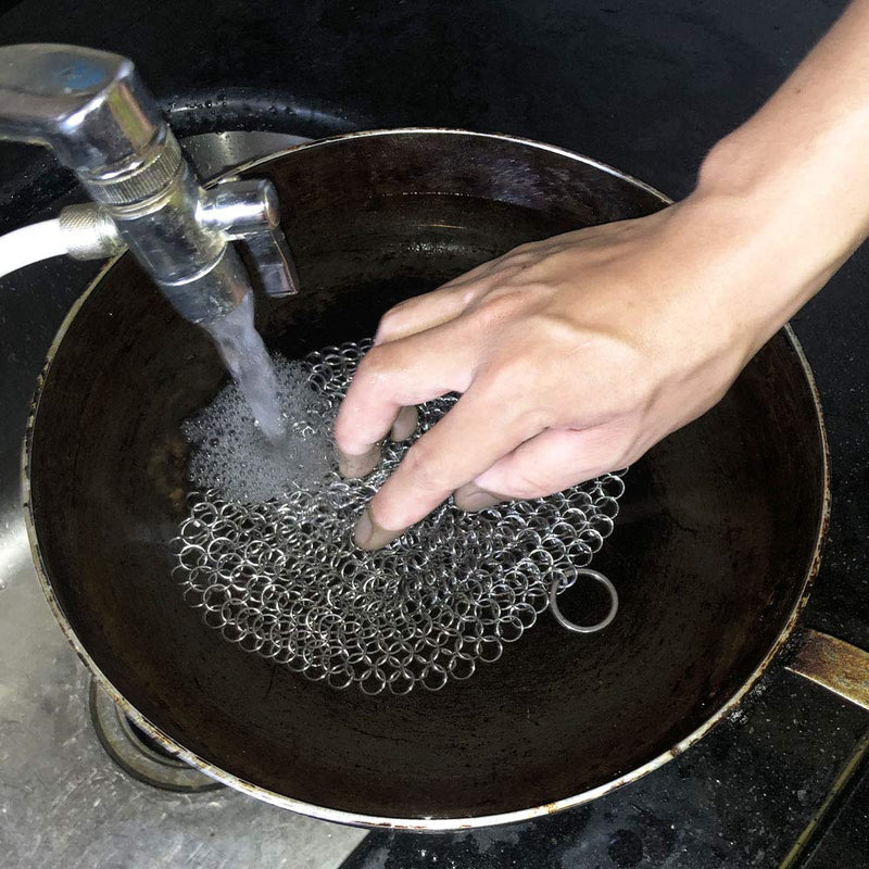 316 Premium Stainless Steel Cast Iron Cleaner, Chainmail Scrubber for Cast Iron Pan Pre-Seasoned Pan Dutch Ovens Waffle Iron Pans Scraper Cast Iron Grill Scraper Skillet Scraper HOVhomeDEVP (7 Inch) 7 Inch (Pack of 1)