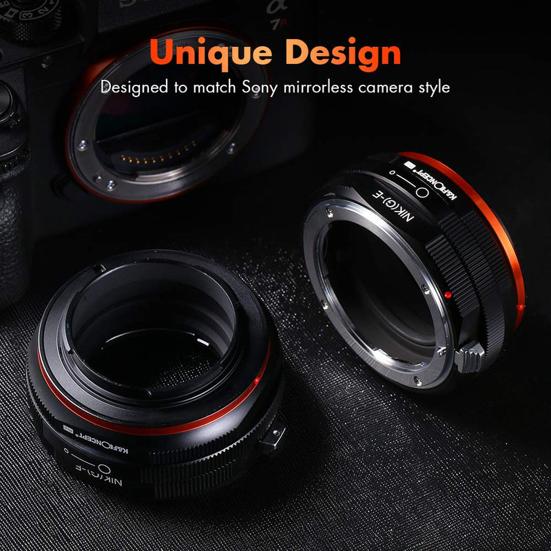 K&F Concept Lens Mount Adapter, G Mount F/AI/G Lens to E-Mount/NEX Camera Body Mount Adapter with Matting Varnish Design