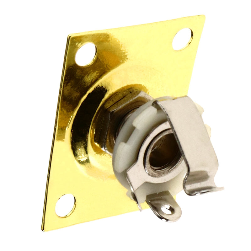 SING F LTD Electric Guitar Output Jack Plate and Socket Square to fit LP Tele Style Guitar Universal Bass Gold