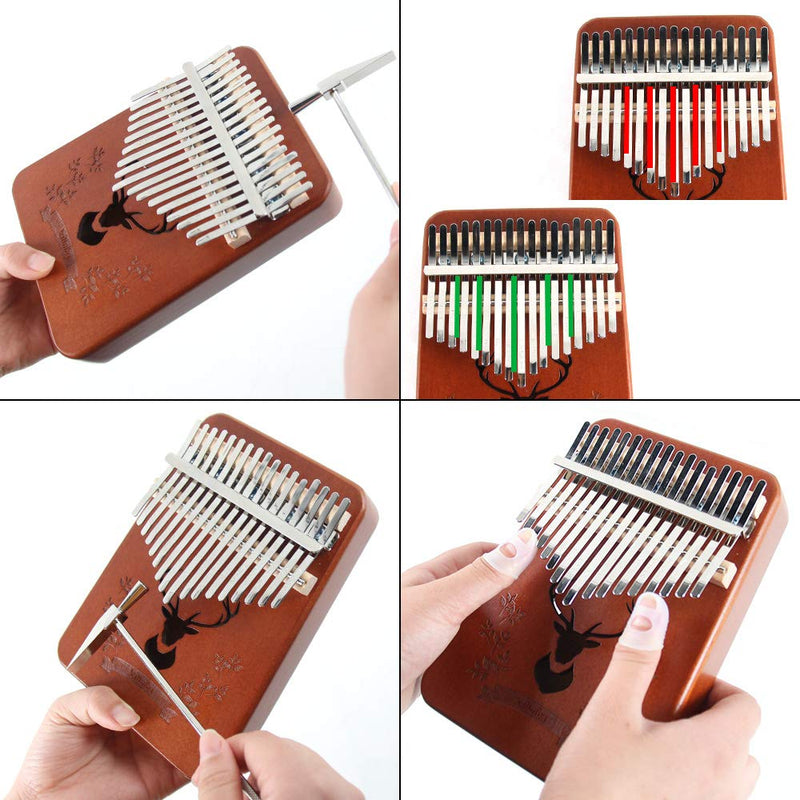 Kalimba 17 Keys Thumb Piano Portable African Solid Wood Finger Piano with Tuning Hammer and Study Instruction, Gift for Kids and Adults Beginners Standard luck deer-Brown-A
