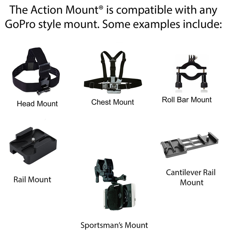 Action Mount - Universal Smartphone Mount Set Add-On for Video. Attach to Any Sport Camera Mount for Use with Phone While Hunting & Fishing. (Action Mount Setup) Action Mount Setup
