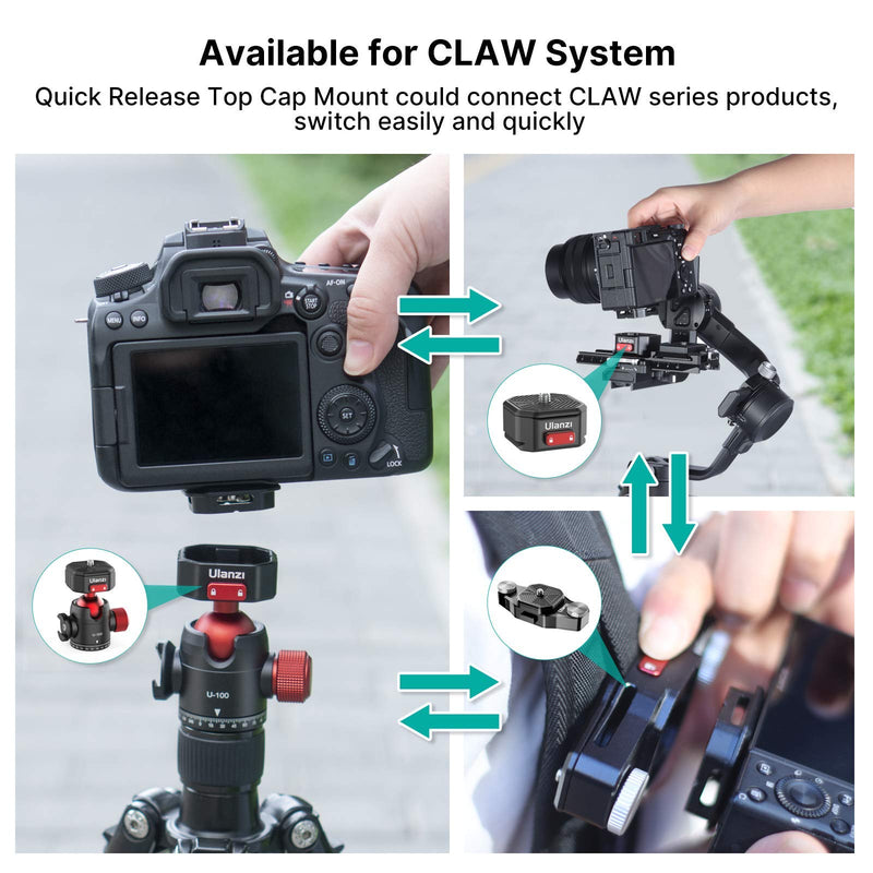 Quick Release Plate Rapid Connect Adapter, Upgrade ULANZI Claw Quick Release QR Plate System for DSLR Mirrorless Cameras, Tripod, Monopod, Slider, Handheld Gimbal, Stabilizer, Ball Head Claw QR Plate Kit