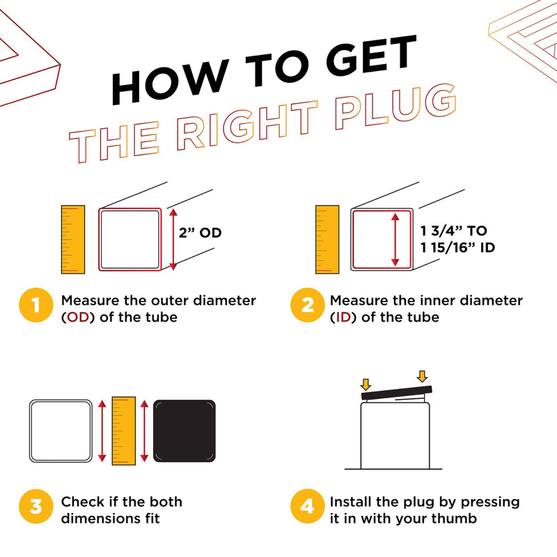 [AUSTRALIA] - Prescott Plastics 2 Inch Square White Plastic Plug, Heavy Duty Tubing Post End Cap (20) 20 