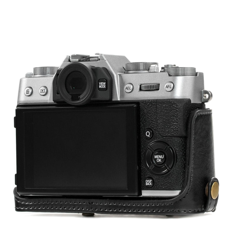 MegaGear Ever Ready Leather Camera Case and Strap Compatible with Fujifilm X-T30, X-T20, X-T10 (16-50mm / 18-55mm Lenses) Black