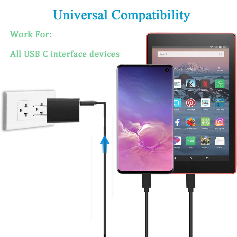 Kindle Fire 10-9th 11th Generation 15W Fast Charger with 10Ft Extra Long 5A USB C Cable Replacement for New Fire HD 10 HD 8 HD 8 10 Plus and Kids Pro Kids Edition 2019-2021Release