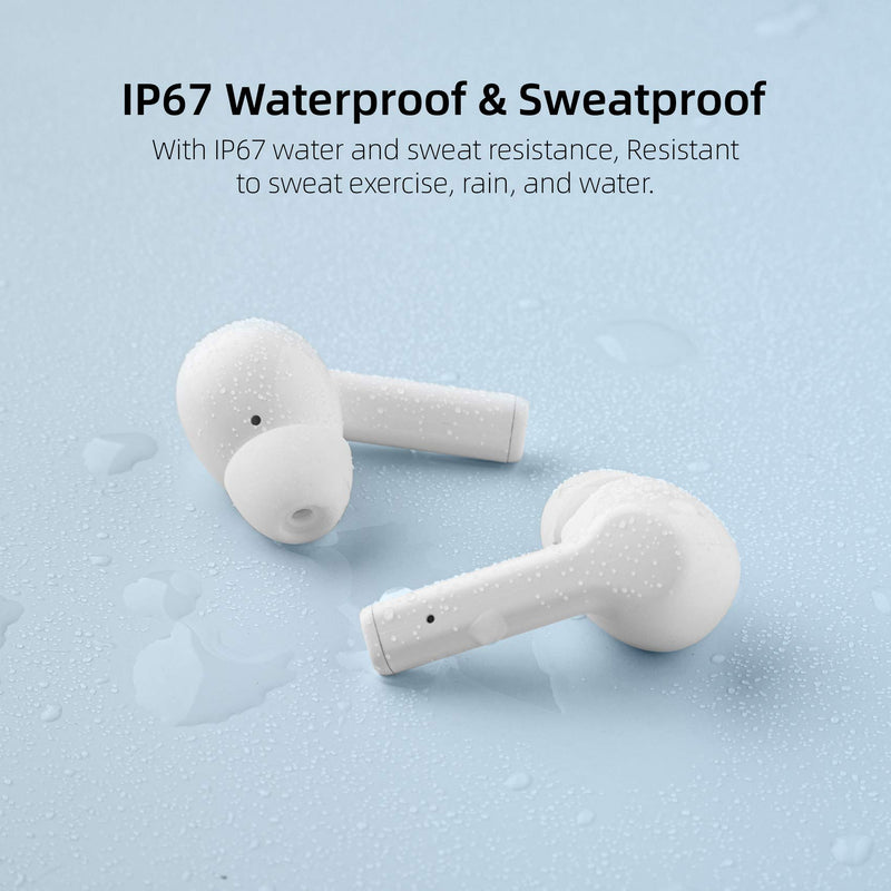 Wireless Headphones, GAMURRY Bluetooth 5.0 Wireless Earbuds with Fidelity Sound,Smart Touch Control, IP67 Waterproof, 25Hrs Playtime with Type-C Stereo in-Ear Earphones Built-in Mic for Sport White
