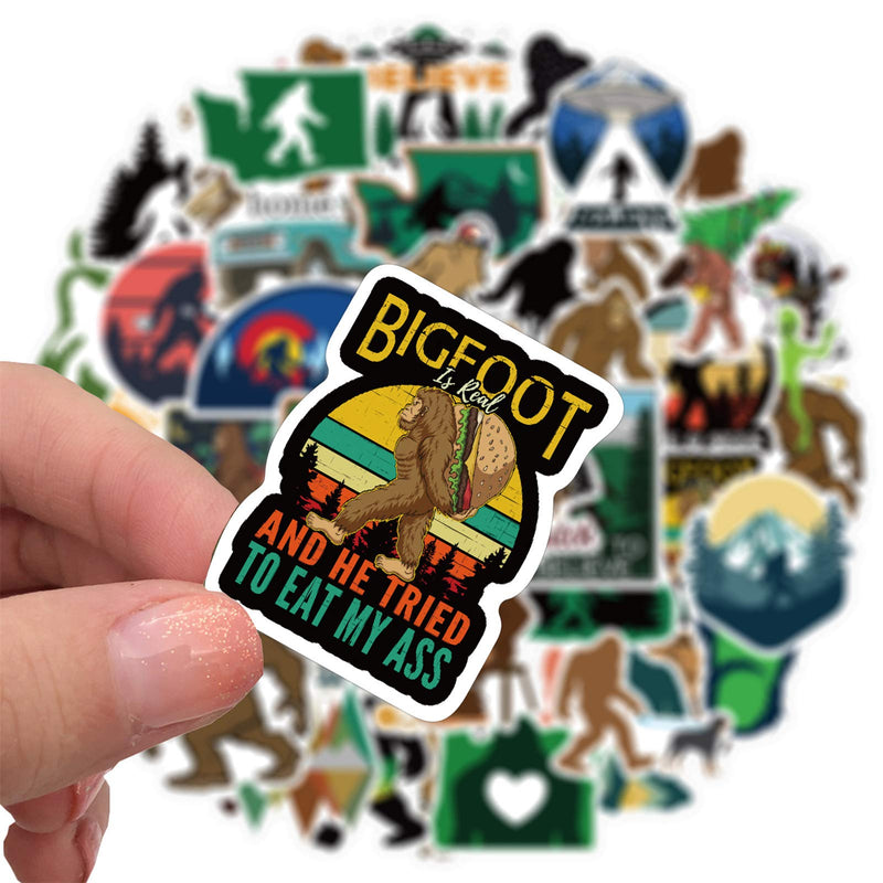 Bigfoot Yeti Stickers for Hydro Flask, 50pcs Cute Cool Aesthetic Vinyl Stickers for Hydroflask Water Bottle Laptop Skateboard, Waterproof Decal Stickers for Kids Women Adults, Teen Girl (Bigfoot) Bigfoot