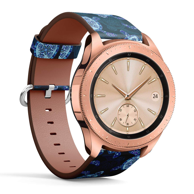 Compatible with Samsung Galaxy Watch (42mm) - Leather Watch Wrist Band Strap Bracelet with Quick-Release Pins (Turtles Can Be)