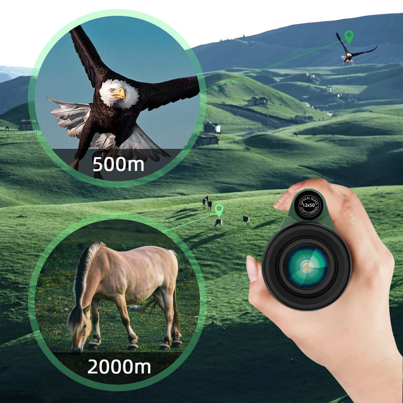 Pankoo 12X50 Monoculars for Adults High Power Monocular Telescope for Wildlife Bird Watching Hunting Camping Travel Secenery with Smartphone Holder & Tripod