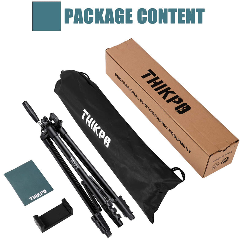 THIKPO 50-Inch Lightweight Tripod, Portable Travel Tripod 50" Aluminum Alloy Phone Tripod with 1/4" Mounting Screw, Phone Holder, Carry Bag for Travel/Camera/Cellphone/Tiktoker Premium Aluminum Alloy Travel Tripod