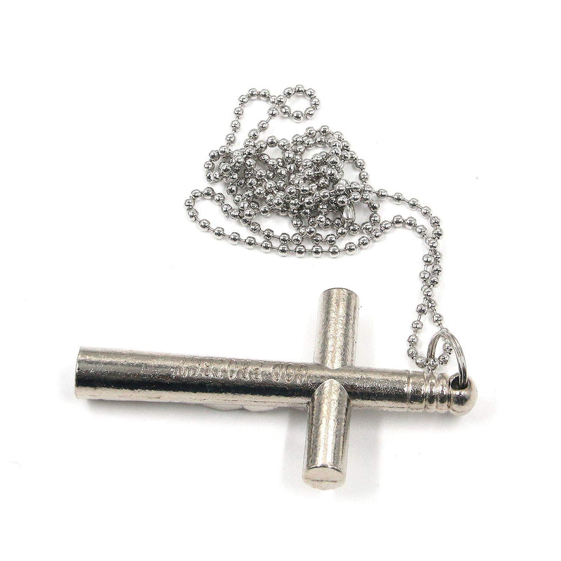 FarBoat Drum Key Keychain Christian Jesus Cross Crucifix Necklace with Long Chain Necklace Drum Tuning Key with Hole(Silver) silver