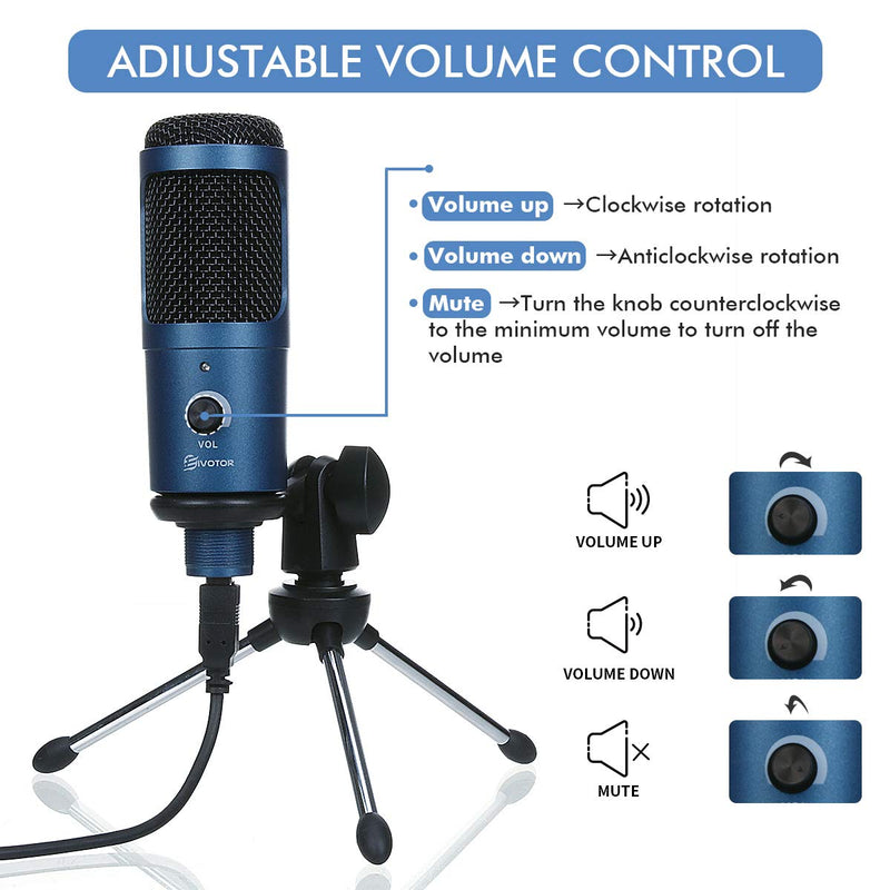 [AUSTRALIA] - USB Microphone, EIVOTOR 192KHZ/24BIT Plug&Play Computer Microphone Podcast Condenser Vocal Recording Microphone for Laptop Desktop MAC-Professional Sound Chipset-Ideal for YouTube Gaming Streaming 
