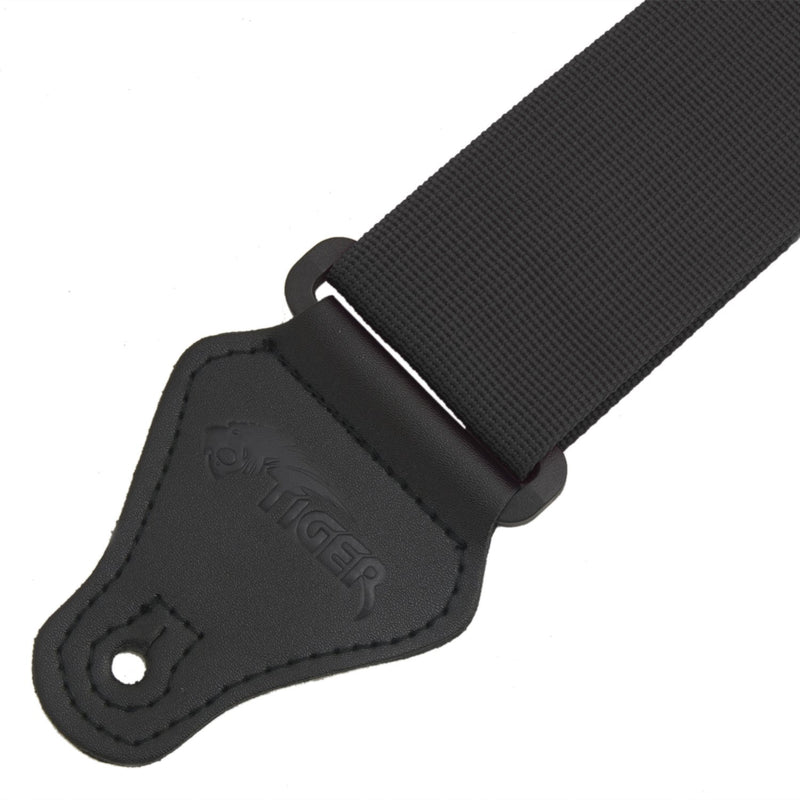 TIGER STP2-BK | Nylon Guitar Strap | for Acoustic, Classical, Electric and Bass Guitars | Black