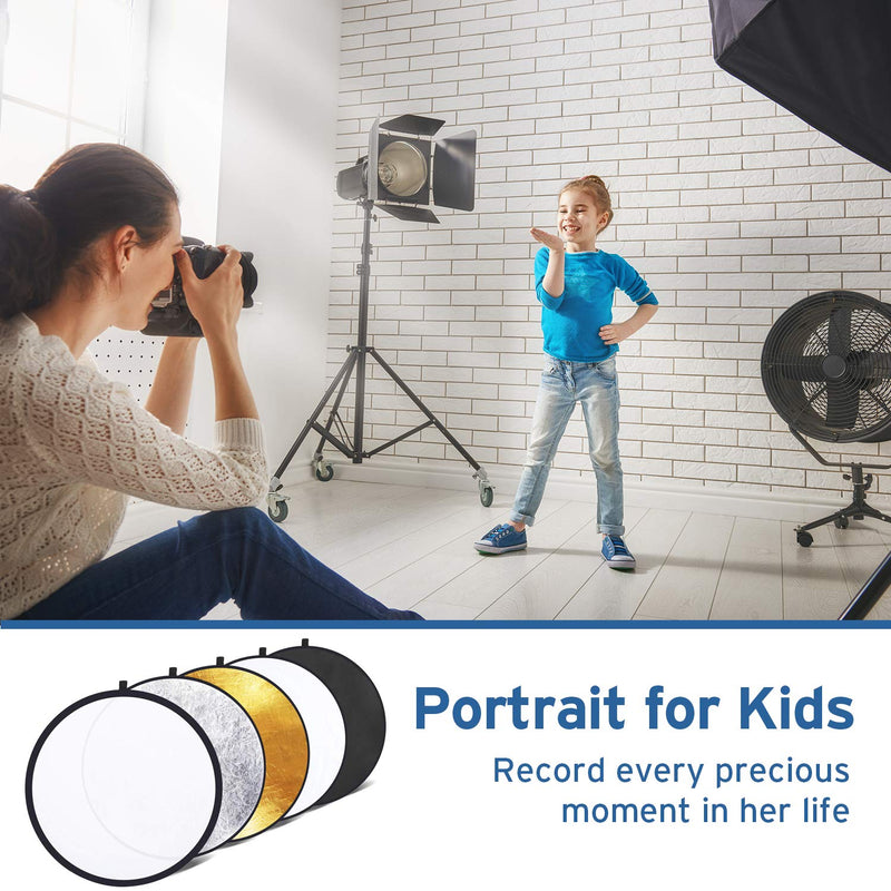 [AUSTRALIA] - Etekcity Reflector Photography 43" (110cm) 5-in-1 Light Reflectors for Photography Multi-Disc Photo Reflector Collapsible with Bag - Translucent, Silver, Gold, White and Black 43 Inch 