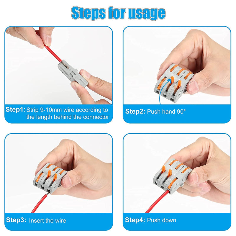 Lever Wire connectors,Idong 80PCS Compact Wire Conductor Connector, Push Terminal Block SPL-1 one-to-one Quick Splicing into 2/3/4/6 Way Butt Terminal Connectors 80