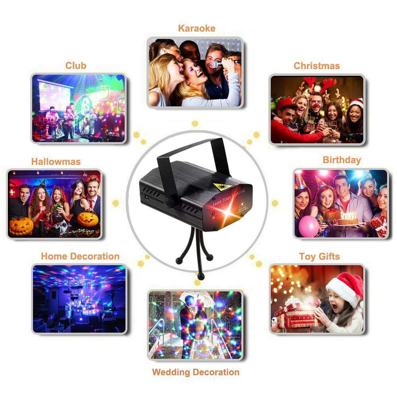 [AUSTRALIA] - LED Disco DJ Party Laser Lights, Sibaok Mini Auto Flash 7 RG Color Stage Strobe Lights Sound Activated for Parties Room Show Birthday Party Wedding Dance Lighting with Remote Control, Black 