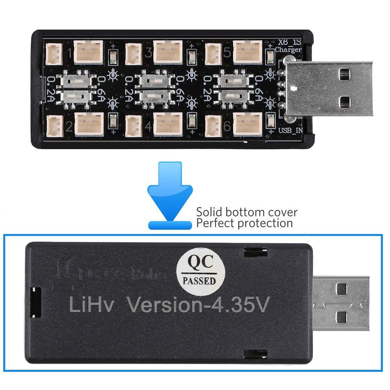 Upgrade 1S LiPo Battery USB 3.8V/4.35V Charger 6 Channel 1S LiHV Charger for EMAX Tinyhawk Blade Inductrix Tiny Whoop Inductrix FPV Plus Battery Micro JST 1.25 JST-PH 2.0 mCX mCPX Connectors