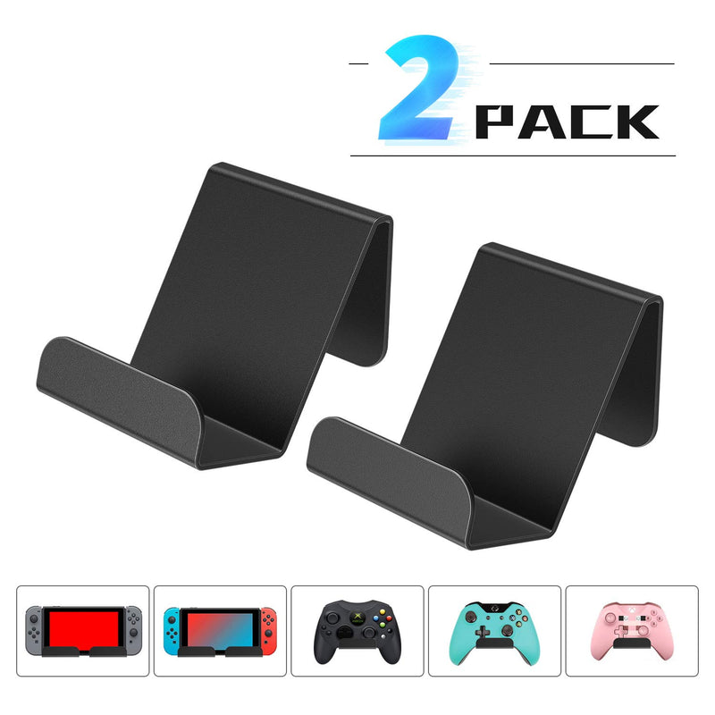 Game Controller Wall Mount Stand Holder for Xbox ONE PS4 STEAM PC Nintendo Switch, Universal Game pad Accessories - No Screws, Stick on, Black (Twins)