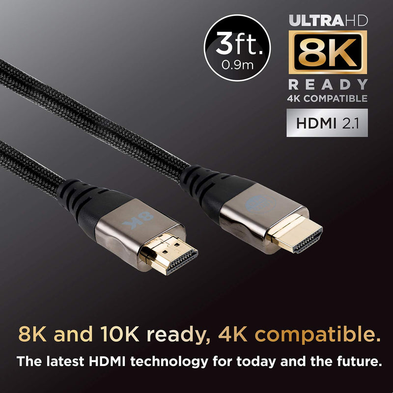 UltraPro 8K HDMI Cable, 3 ft. HDMI 2.1, 8K @ 60Hz, 4K @ 120Hz, High-Speed 48Gbps, for PS5, Xbox Series X and 8K TV and Monitors, HDCP 2.2, eARC HDR VRR Low Latency, 57345 8K | HDMI 2.1 3 ft.