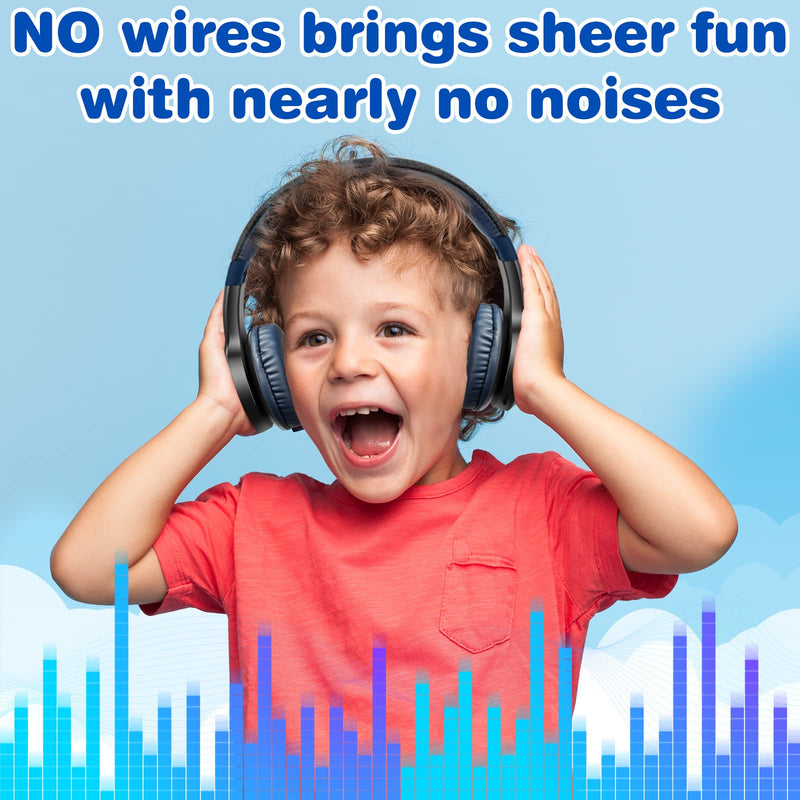 Kids Blutooth Headphones with mic, Colorful LED Lights, Stereo Sound, Bluetooth5.0, Foldable On-Ear Children Wireless/Wired Headphones Fit for Kids Teens Adults (Black&Blue) Blue
