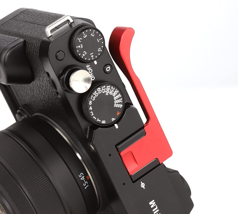 Haoge THB-X4R Hand Grip Metal Hot Shoe Thumb Up Rest for Fujifilm XE4 Fuji X-E4 Camera Red