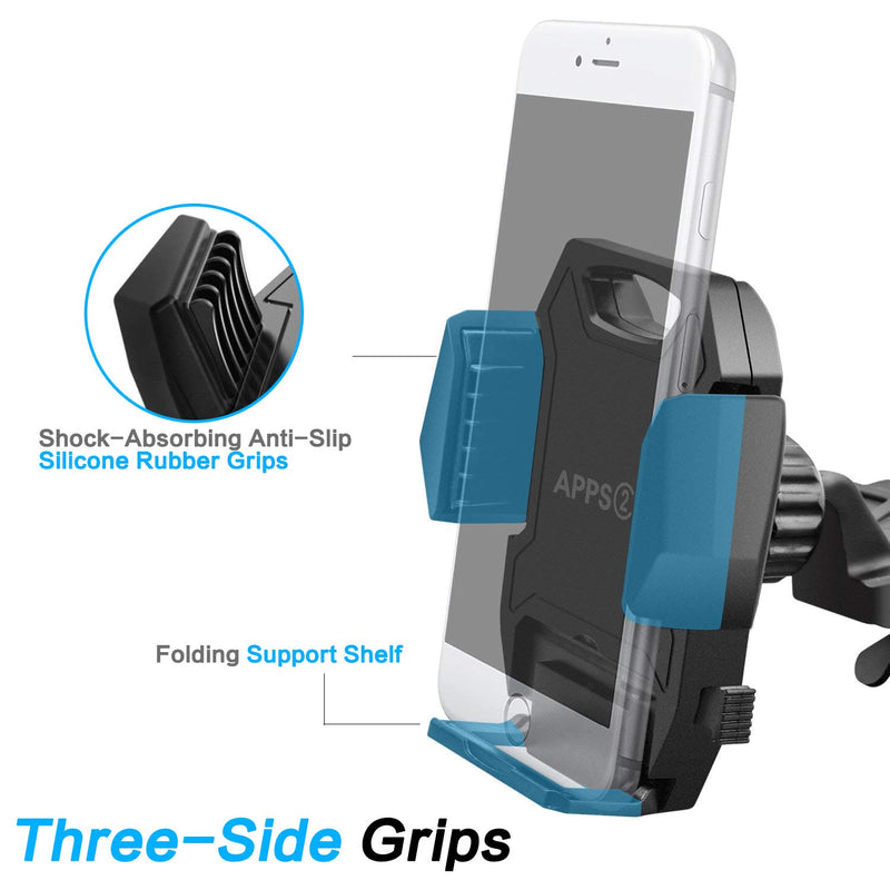 Sturdy CD Slot Phone Mount with One Hand Operation Design, APPS2Car Hands-Free Car Phone Holder Universally Compatible with All iPhone & Android Cell Phones, for Smartphone Mobile