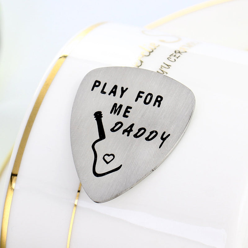 BESPMOSP Play For Me Daddy Guitar Pick Gift for Dad Christmas Jewelry For Father Dad