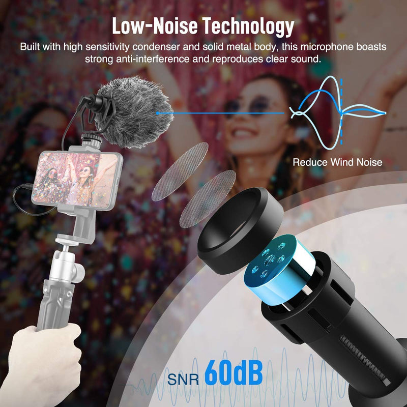 Camera Microphone Moman MA1 Cardioid Condenser Shotgun Microphone with Shock Mount for Smartphone Laptop DSLR with 3.5mm Jack for Vlogging Interview YouTube Recording