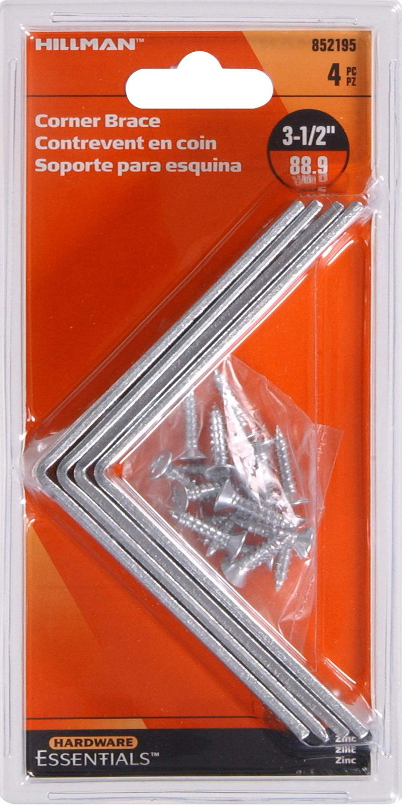 The Hillman Group 852195 3-1/2 x 3/4-Inch Corner Brace, Zinc Plated