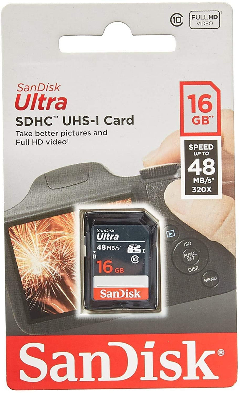 5 Pack - SanDisk Ultra 16GB SD SDHC Memory Flash Card UHS-I Class 10 Read Speed up to 48MB/s 320X SDSDUNB-016G-GN3IN Wholesale Lot + (5 Cases) 5 Pack (16GB)