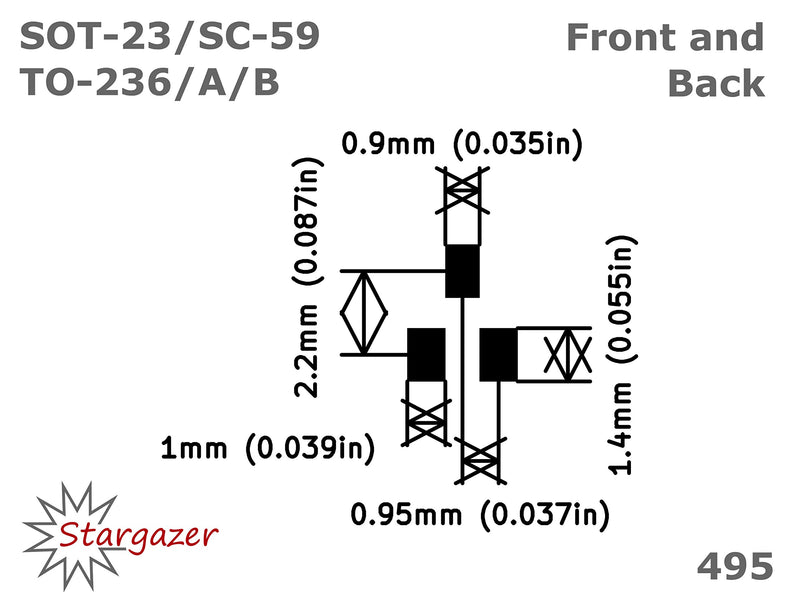 Stargazer SMD to DIP Breakout for SOT-23, SC-59, TO-252, TO-263, TO-236/A/B, DPAK, and D2PAK with Gold Plated Headers [5 Pack]