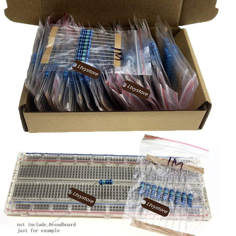Ltvystore Metal Film Resistor Kit 1W, 1 Ohm - 1M Ohm Resistors Assorted 1 Watt 1%, Premium Compatible Arduino Resistor Assortment Pack 50 Value, Pack of 500