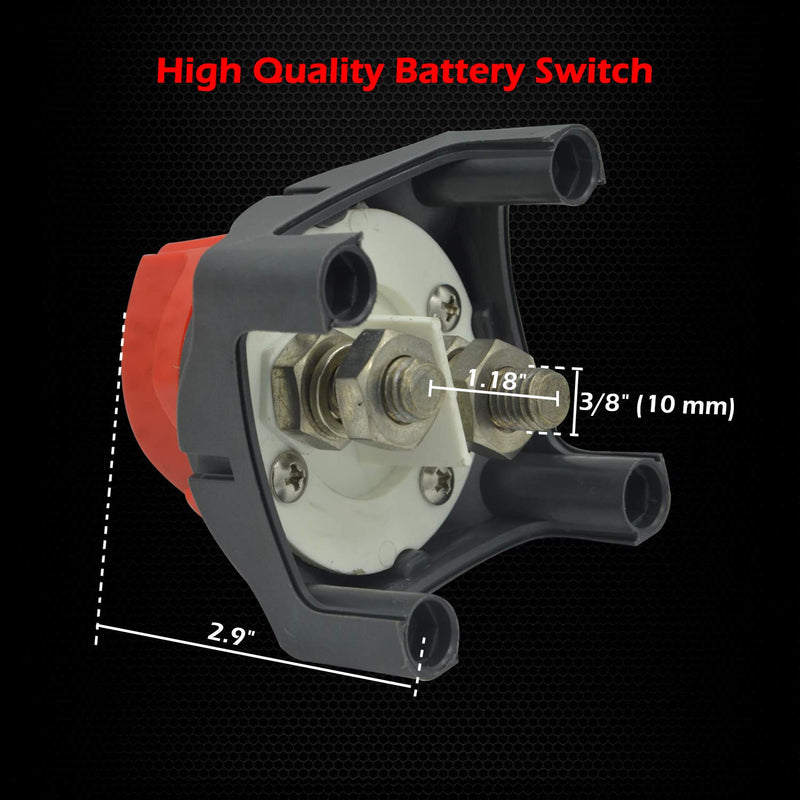 Ampper Battery Switch, 12-48 V Battery Power Cut Master Switch Disconnect Isolator for Car, Vehicle, RV and Boat (On/Off) On-Off