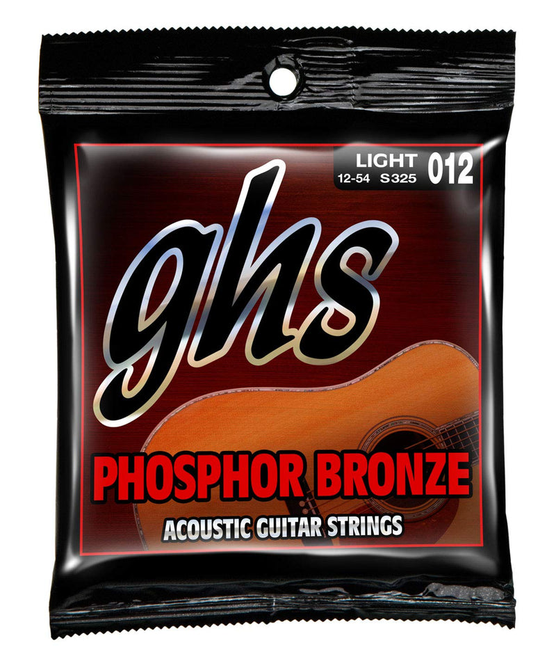 GHS Strings S325 Phosphor Bronze Acoustic Guitar Strings, Light (.012-.054) Single Set