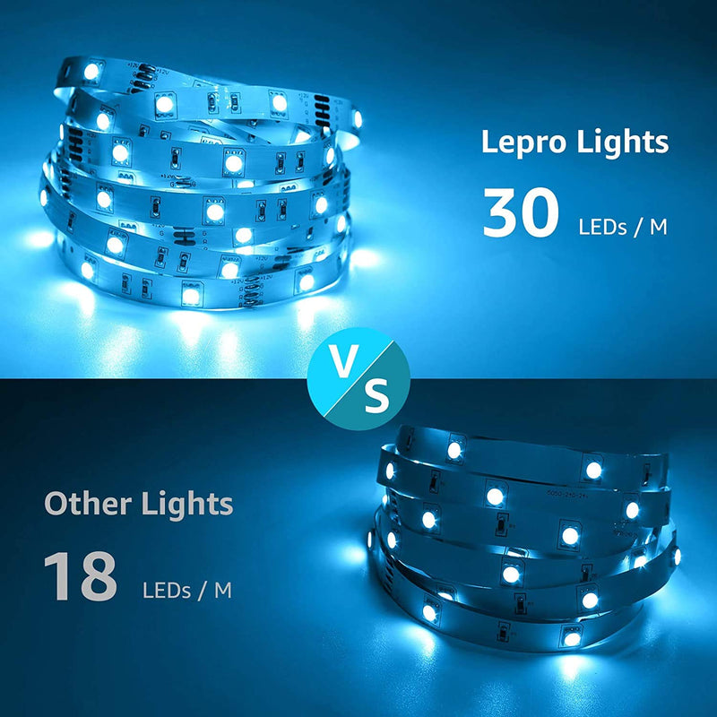 Lepro 50ft LED Strip Lights, Ultra-Long RGB 5050 LED Strips with Remote Controller and Fixing Clips, Color Changing Tape Light with 12V ETL Listed Adapter for Bedroom, Room, Kitchen, Bar(2 X 24.6FT)