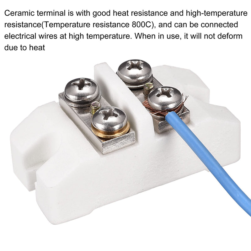 MECCANIXITY Porcelain Ceramic Terminal Block 2 Way High Temperature 56x28x18mm for Wire Connector