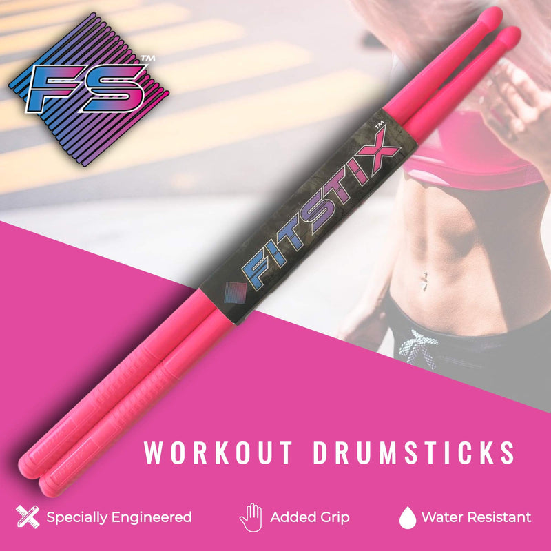 FITSTIX Drumsticks for Fitness & Aerobic Workout Classes, Drum Sticks, Strong and Light Weight design make a fun addition to any exercise routine or class. (UV PINK without PowerGrip) UV PINK without PowerGrip