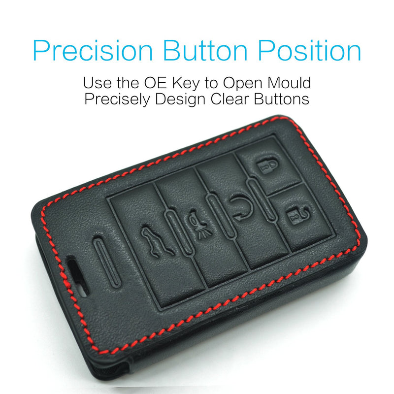 MECHCOS Compatible with fit for Cadillac SRX CTS XTS ATS Chevy C7 Corvette 5-Buttons Leather Keyless Entry Remote Control Smart Key Fob Cover Pouch Bag Jacket Case Protector Shell