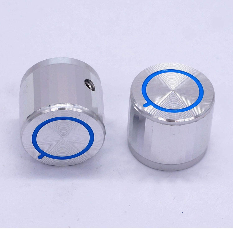 Taiss/ 2pcs Silver Aluminum Rotary Electronic Control Potentiometer Knob For 6 mm Diameter Shaft, Volume Control Knob, Audio knob, Guitar Knob，Switch Knob, 20mm dia. x 17mm height Knob-2