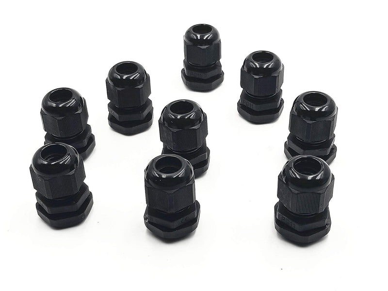BLS 20 Pcs Black Plastic Waterproof Connectors Cable Glands M20 x 1.5