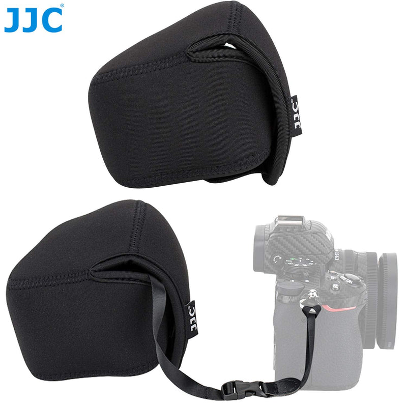 JJC Dedicated Neoprene Mirrorless Camera Pouch Case Bag, Ultra Lightweight Elastic and Comfortable, Water Resistant, Size 143x120x110mm, Compatible with NK Z50 + Nikkor Z 16-50mm Lens Black