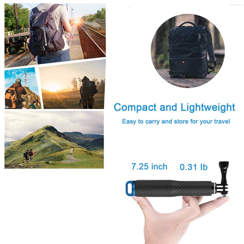 WLPREOE Camera Float + 19” Selfie Stick Waterproof Hand Grip Extension Portable Adjustable Monopod Pole for GoPro Hero 10 9 8 MAX 7 Black Silver White/6/5 Black/5S/4/3