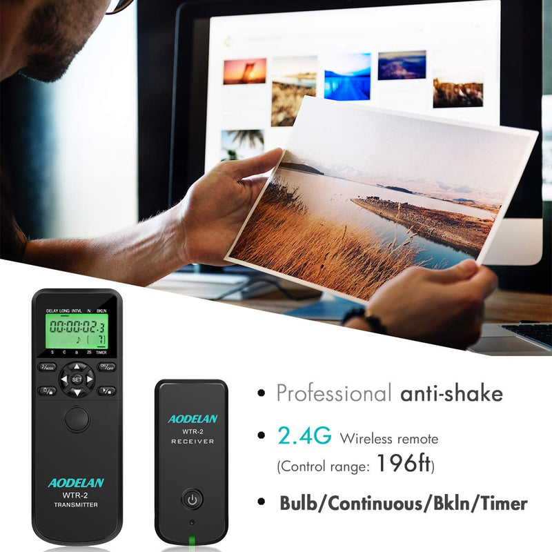 AODELAN WTR2 Camera Wireless Shutter Release Timer Remote Control for Sony a6400 a7III, a9, a77, a99, A7, A7 II, A7R IV, A7R II,A7RIII, a77II, a6500, a6300, a6000; Replace RM-L1AM and RM-SPR1